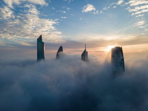 Skyline above the clouds